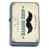 Vintage Barbershop Signs Barber Shop Flip Top Oil Lighter S7 Smoking Cigarette Smoker Includes Silver Case