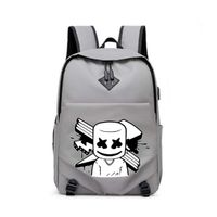 Luminous DJ Smiley School Backpack Teen Unisex Bag Laptop Bag USB Charging Port Backpack (one size, grey)