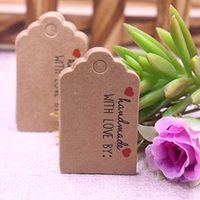OBELLA BOUTIQUE 5x3cm 100pcs per lot handmade hang tag kraft paper thank you gift tag label for wedding/candy/baby gift products tagging package