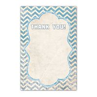 30 Vintage Chevron Nautical Blank Thank You Cards Boy Birthday Party Baby Shower Bridal Wedding Navy Blue + 30 White Envelopes