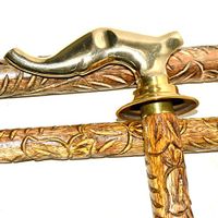 Nautical Gift Decor Handmade Wooden Folding Walking Stick- Handcrafted Walking Cane with Elephant Brass Handle.