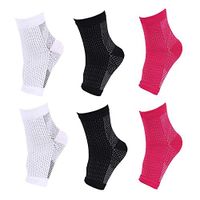 Plantar Fasciitis Socks, Premium Quality Compression Foot Sleeves 3 Pair Small/Medium (Black, White & Pink, Small/Medium)