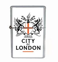 London Logo Flip Top Oil Lighter R1 Smoking Cigarette Silver Case Included