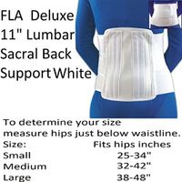 FLA Deluxe 11" Lumbar Sacral Back Support. White. X-Large
