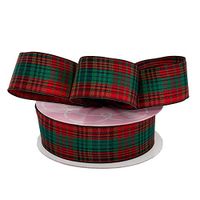 Plaid Patterned Christmas Ribbon -1-1/2" X 25Yd- Red/Green/Black