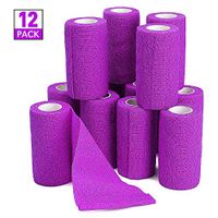 TOBWOLF 12PCS Self Adhesive Cohesive Bandage, 4"x5yd / 10cmx4.5m Elastic Cohesive Bandage Wrap Gauze, Breathable Athletic First Aid Tape for Wrist, Ankle, Knee, Leg Sprains & Swelling - Purple