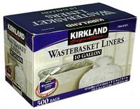 Kirkland Signature 10 Gallon Clear Wastebasket Liner, 2 Pack (500 Bags)