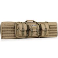 Savior Equipment American Classic Tactical Double Long Rifle Pistol Gun Bag Firearm Transportation Case w/Backpack - 51 Inch Flat Dark Earth Tan
