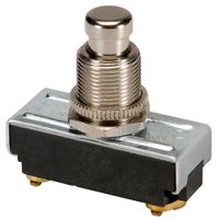 NTE Electronics 54-650 Pushbutton Switch, Single Pole, SPST Circuit, ON-(OFF) Action, Brass/Nickel Plate Actuator, Screw Terminals, 10 Amp, 250V