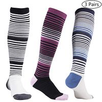 +MD 3 Pairs Bamboo Compression Socks Men 8-15mmHg Knee High Socks for Running,Athletic,Nurses