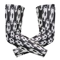 ZZKKO Black and White Soccer Cooling Arm Sleeves Cover Uv Sun Protection for Men Women Running Golf Cycling Arm Warmer Sleeves 1 Pair