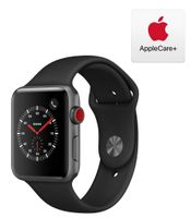 Apple Watch Series 3 (GPS + Cellular, 42mm) - Space Gray Aluminum Case with Black Sport Band with AppleCare+ Bundle