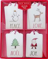 Rae Dunn Set of 20 Christmas Gift Tags - Peace Love Noel Joy (5 Each of 4 Designs)
