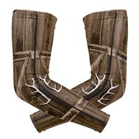 LEVEIS Wooden Gate with Antler Handles Arm Sleeves UV Protection for Men Women Sunblock Protective Gloves Running Golf Cycling Driving Long Arm Cover 1 Pair