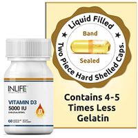 INLIFE Vitamin D3 Cholecalciferol Supplement for Men Women 5000 IU - 60 Liquid Filled Capsules