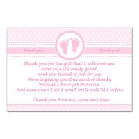 30 Thank You Cards Notes Pink Baby Girl Shower Personalized Cards + 30 White Envelopes