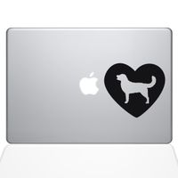 The Decal Guru Heart Golden Retriever MacBook Decal Vinyl Sticker - 13" MacBook Air - Black (1328-MAC-13A-BLA)