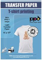 PPD Inkjet Iron-On Light T Shirt Transfer Paper 11 x 17 Pack of 10 Sheets (PPD007-10)