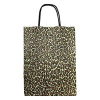 PROLINEMAX 10 PC 8" Cub Gift Bags with Handles Leopard Printed Kraft Paper Recycled Retail Supplies
