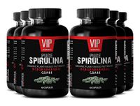 Super Spirulina 500 mg Extract - The Highest Protein and Beta-Carotene Levels of Green Superfoods (6 Bottles 360 Capsules)