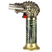 Dragon's Breath Jumbo Turbo Blue Flame Torch, Refillable, Windproof Flame - Green