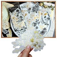 Gilding Washi Decorative Planner Adhesive Stickers Die-Cut Pack of 60pcs - Yosy Herbaceous Plants Theme Notebook Journal Sticker DIY Accessory Decals for Diary,Calendars, Album,Arts,Envelope
