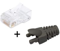 30Sets Gray Boots w RJ45 8P8C Connector Modular Plug Protector Cat5 Cat5e Cat6 Ethernet Network End Cable Cover