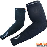 Meister HEX Graduated Compression Arm Sleeves (Pair) for Basketball, Football and All Sports - Black - Medium