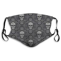 2 Pack Beautiful Creative Flower Skull Pattern PM2.5 Non-Medical Ma-sk with Replaceable Filter Elements