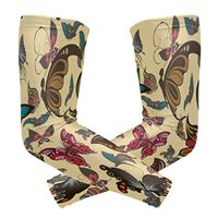 LEVEIS Color Butterfly Arm Sleeves UV Protection for Men Women Sunblock Protective Gloves Running Golf Cycling Driving Long Arm Cover 1 Pair