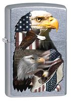 Zippo Lighter: Constitution and Bald Eagle - Street Chrome 80514