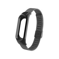 OLLIVAN Xiaomi Mi Band 3 Replacement Strap, Stainless Steel Wristband Bracelet Replacement Band Wrist Strap for Mi Band 3 Tracker, Host Remove Easily via Double Elastic Buckle (Buckle Black)