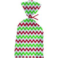 American Balloon Company Holiday Party Goody Bags - Red & Green Design Cello Bags (20 CT)