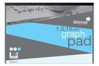 Silvine A3 Professional Graph Pad. 50 Sheets of Quality 90gsm Paper, Printed 1-5-10mm Graph. Ref A3GP1510