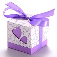 NUOLUX 100pcs Candy Boxes Gift Boxes for Wedding Favor Double Hollow with Ribbons