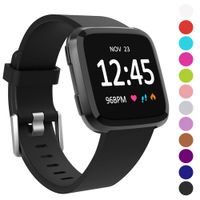 Humenn Bands Compatible with Fitbit Versa/Versa 2/Versa Lite/SE, Silicone Adjustable Replacement Classic Accessory Wristband Fitness Straps for Women Men (Small, A,Black)