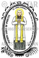 St John Vianney Patron Saint of Priests 4"x6" Set of 6 Linen Postcards