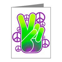 Note Cards (10 Pack) Peace Symbol Sign Neon Hand