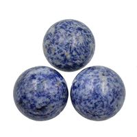 AD Beads Natural Gemstone Harmony Round Ball Crystal Healing Sphere Massage Rock 20~50mm (13 Blue Spot, 35mm)