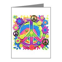 Note Cards (10 Pack) Neon Smiley Face Floral Peace Symbol