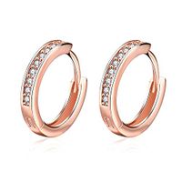 Rose Gold Hoop Earrings Jewelry Birthday Gifts Presents Gemstone for Women Anniversary Zirconia Crystal
