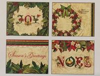 Boughs of Holly Joy Christmas Holiday Gift Enclosure Cards 12 Pack Variety 3.5" x 2.75" (Joy, Noel, Best Christmas Wishes, Season's Greetings)