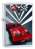 Zippo Lighter Chevy Corvette 1963 Brushed Chrome