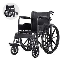 Folding Wheelchair Lightweight Folding Wheelchair Attendant Propelled Wheelchair with Tall Handles Escape Chair Portable Mobility Apply Old Man Disability Push Type (Color : Black)