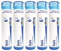 Boiron Homeopathic Medicine Sepia, 6C Pellets, 80-Count Tubes (Pack of 5)