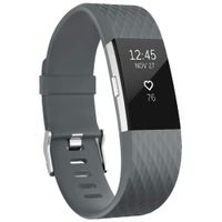 UMAXGET Compatible with Fitbit Charge 2 Bands, Soft Silicone Sport Adjustable Wristband Special Edition with Silver Buckle for Men Women, Small, Light Gray