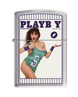 Zippo Playboy Cover April 1990 Pocket Lighter, Brushed Chrome