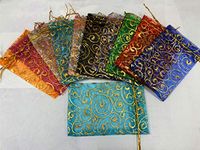 200pcs 4''x6'' Drawstring Mesh Organza Jewelry Candy Pouch Party Wedding Favor Gift Bags (Mixed&Eyelash)