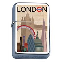 Vintage London England Europe S5 Flip Top Oil Lighter Smoking Cigarette Smoker Includes Free Silver Case