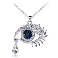 Windoson Tear Drop Necklace, Women Fashion Magic Eye Crystal Necklace Sweater Chain Romantic Jewelry Gift (D)